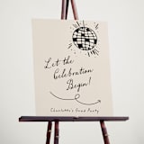 "Disco Direction" - Graduation Welcome Signs in Cream by Pixel and Hank - In Use