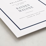 "Collegiate Line" - Graduation Welcome Signs in Navy by Jennifer Wick - Detail