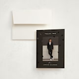 "Hats off grad" - Foil-Pressed Graduation Thank You Cards in Ardoise by Jamie Alexander - Card with Envelope