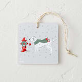 "Snowy Dog Strolling" - Gift Tags in Tinsel by Kristin Mastoras