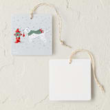 "Snowy Dog Strolling" - Gift Tag in Tinsel by Kristin Mastoras