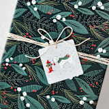 "Snowy Dog Strolling" - Gift Tag in Tinsel by Kristin Mastoras