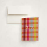 "Rainbow plaid" - Graduation Thank You Cards in Ruby by Kat Roberts - Front