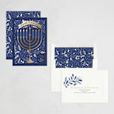 "Hanukkah Greenery" - Hanukkah Cards in Navy by Alethea and Ruth - Assembled