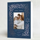 "Star & plants" - Hanukkah Cards in Midnight by Yuliya Evseeva - Folded Card
