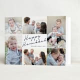 "Handwritten Hanukkah" - Hanukkah Cards in Navy by Annie Shapiro - Folded Card