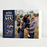 "Candle Warmth" - Hanukkah Cards in Navy by Laura Bolter - Folded Card