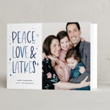 "Peace, Love & Latkes" - Hanukkah Cards in Frost by Laura Bercovich - Folded Card