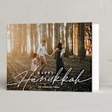 "Timeless Script" - Hanukkah Cards in Snow by Katy Shen - Folded Card