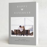 "Modern Menorah" - Hanukkah Cards in Slate by Maja Cunningham - Folded Card