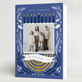 "Season of Miracles" - Hanukkah Cards in Winter Sky by Grae - Folded Card