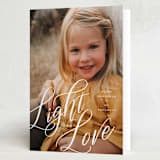 "Light & Love" - Hanukkah Cards in Snow by Ashley Rosenbaum - Folded Card