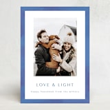 "Painted Shalom" - Hanukkah Cards in Dusty Navy by AK Graphics - Front