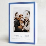 "Painted Shalom" - Hanukkah Cards in Dusty Navy by AK Graphics - Folded Card