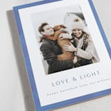 "Painted Shalom" - Hanukkah Cards in Dusty Navy by AK Graphics - Detail