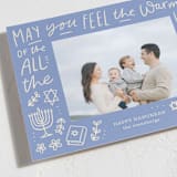 "Warmth Of The Lights" - Hanukkah Cards in Robin Blue by Abbigail Lim - Detail