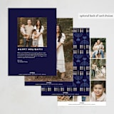 "Modern Menorah" - Hanukkah Cards in Navy by Kami Turnell - Back of Card Options