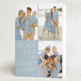 "Peace Love Light" - Hanukkah Cards in Cornflower by Erin Deegan - Folded Card