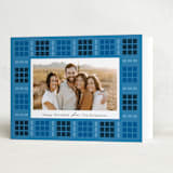 "Geometric Border" - Hanukkah Cards in Cobalt by Morgan Kendall - Folded Card