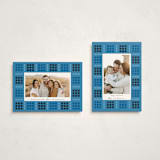 "Geometric Border" - Hanukkah Cards in Cobalt by Morgan Kendall - Photo Orientation Options