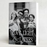 "love, light, latkes" - Hanukkah Cards in Starlight by Benita Crandall - Folded Card