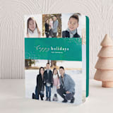 "Sparkling Wine" - Holiday Booklette Cards in Evergreen by Hooray Creative - Front