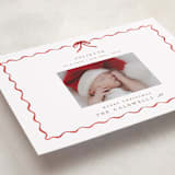 "lovely holiday" - Holiday Birth Announcement Cards in Crimson by Grae - Detail