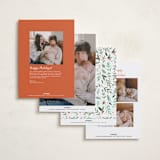 "Merry Little Christmas Greenery" - Holiday Birth Announcement Cards in Tangerine by Alethea and Ruth - Back of Card Options