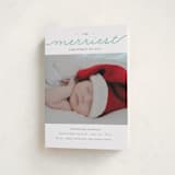 "The Merriest Christmas Of All" - Holiday Birth Announcement Cards in Deep Mint by Sara Hicks Malone - Folded Card