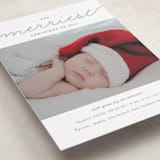 "The Merriest Christmas Of All" - Holiday Birth Announcement Cards in Deep Mint by Sara Hicks Malone - Detail
