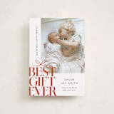 "Best Gift Ever bow" - Holiday Birth Announcement Cards in Citrus by Alethea and Ruth - Front