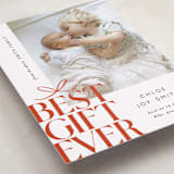 "Best Gift Ever bow" - Holiday Birth Announcement Cards in Citrus by Alethea and Ruth - Detail