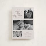 "Merrier This Year" - Holiday Birth Announcement Cards in Toffee by Everett Paper Goods - Front