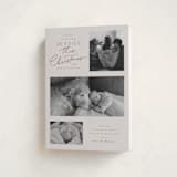 "Merrier This Year" - Holiday Birth Announcement Cards in Toffee by Everett Paper Goods - Folded Card