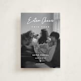 "Extra Cheer" - Holiday Birth Announcement Cards in Snow by fatfatin - Front