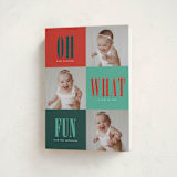 "Oh What Fun" - Holiday Birth Announcement Cards in Candied Apple by Stacy Maalouf - Folded Card