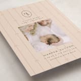 "first christmas monogram" - Holiday Birth Announcement Cards in Blush by Ellen Schlegelmilch - Detail