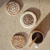 "Natural Coaster Gift Set with Heart pouch" - Coasters in natural by KORISSA
