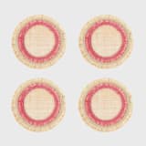 "Ruffle edge straw coasters, pink" - Coasters in pink by Joanna Buchanan
