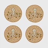 "Octopus coaster, set of four" - Coasters in gold by Joanna Buchanan