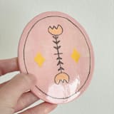 "Floral Illustrated Oval Coaster Set" - Coasters in pink by Quiet Clementine