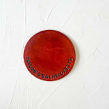 "Custom Leather Coaster with Wrapped Text - 2 Coasters" - Coasters in brown by Left Grain