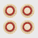 "Ruffle edge straw coasters, red" - Coasters in red by Joanna Buchanan