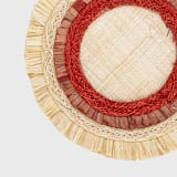 "Ruffle edge straw coasters, red" - Coasters in red by Joanna Buchanan