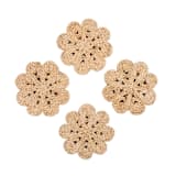 "Jute Flower Drink Coaster (Set of 4)" - Coasters in natural by KORISSA