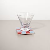 "Glass Tile Coaster in A Love Letter" - Coasters in blue by Subtle Art Studios