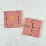 "Floral Illustrated Square Coaster Set" - Coasters in pink by Quiet Clementine