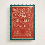 "Gilded Hand Drawn Frame" - Holiday Cards in Poinsettia by Hannah Williams - Front