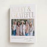 "Merry & Grateful" - Holiday Cards in Snow by Robert and Stella - Folded Card