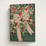 "Ribbon Bouquet" - Holiday Cards in Forest by Jackie Crawford - Folded Card